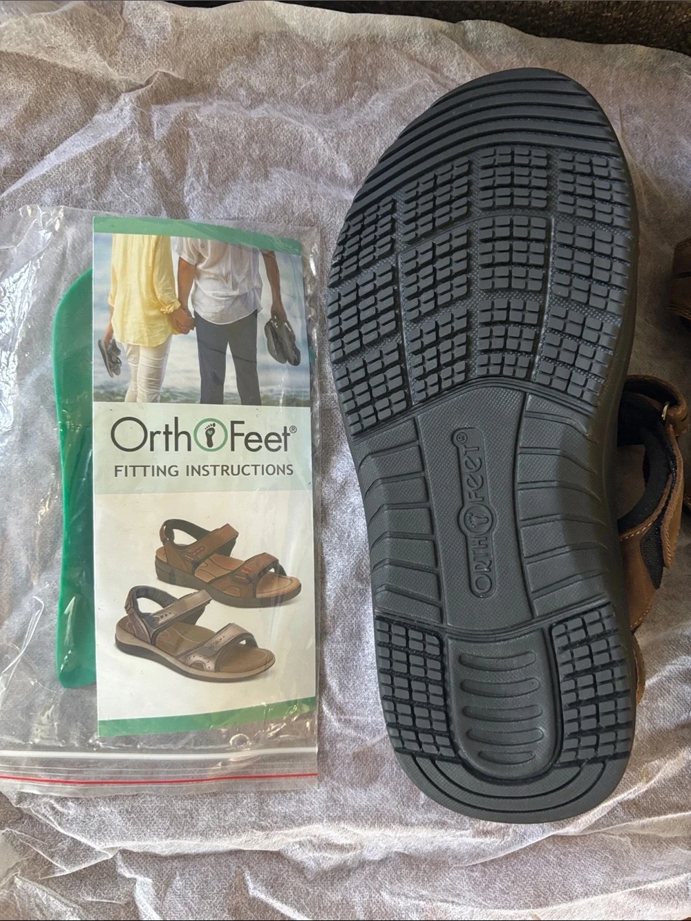 Orthofeet Men's Brown Leather Adjustable Comfort Sandals
